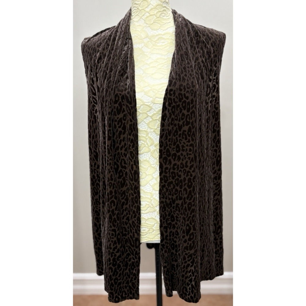 Susan Graver Large Burnout Velvet Duster Brown Leopard‎ Lagenlook Whimsigoth